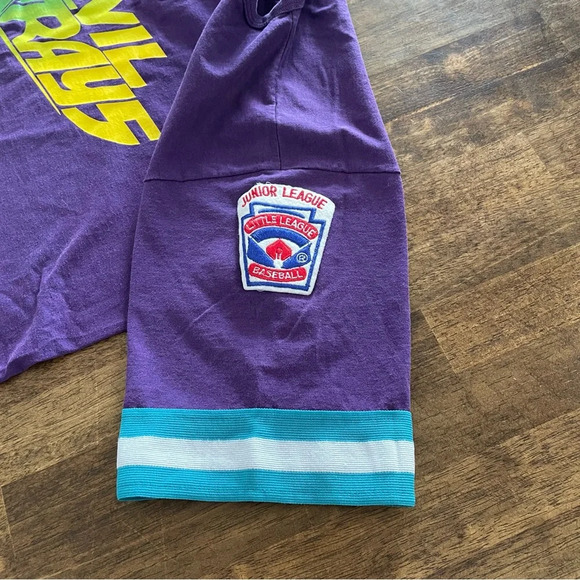 Tampa Bay Devil Rays 90s Baseball Shirt Quarter Button Up Jersey Purple, Size L - Picture 6 of 11